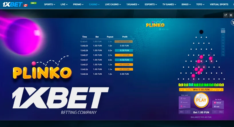 Играть в Plinko 1xbet онлайн